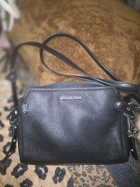 Michael Kors COOPER CROSSBODY Black Pebbled Leather Crossbody Bag
